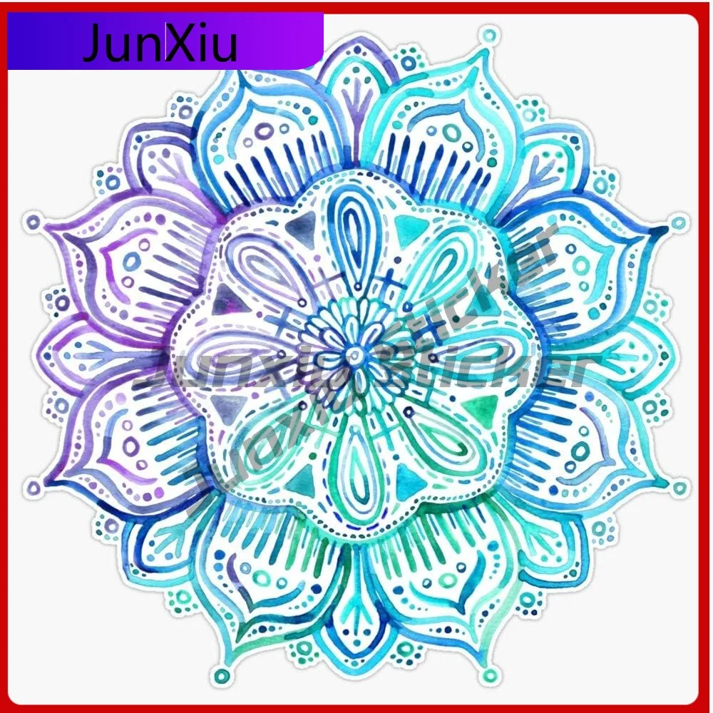 

Iridescent Aqua And Purple Watercolor Mandala Vinyl Waterproof Sticker Cover Scratches Decal Car Laptop Wall Window Bumper Custo