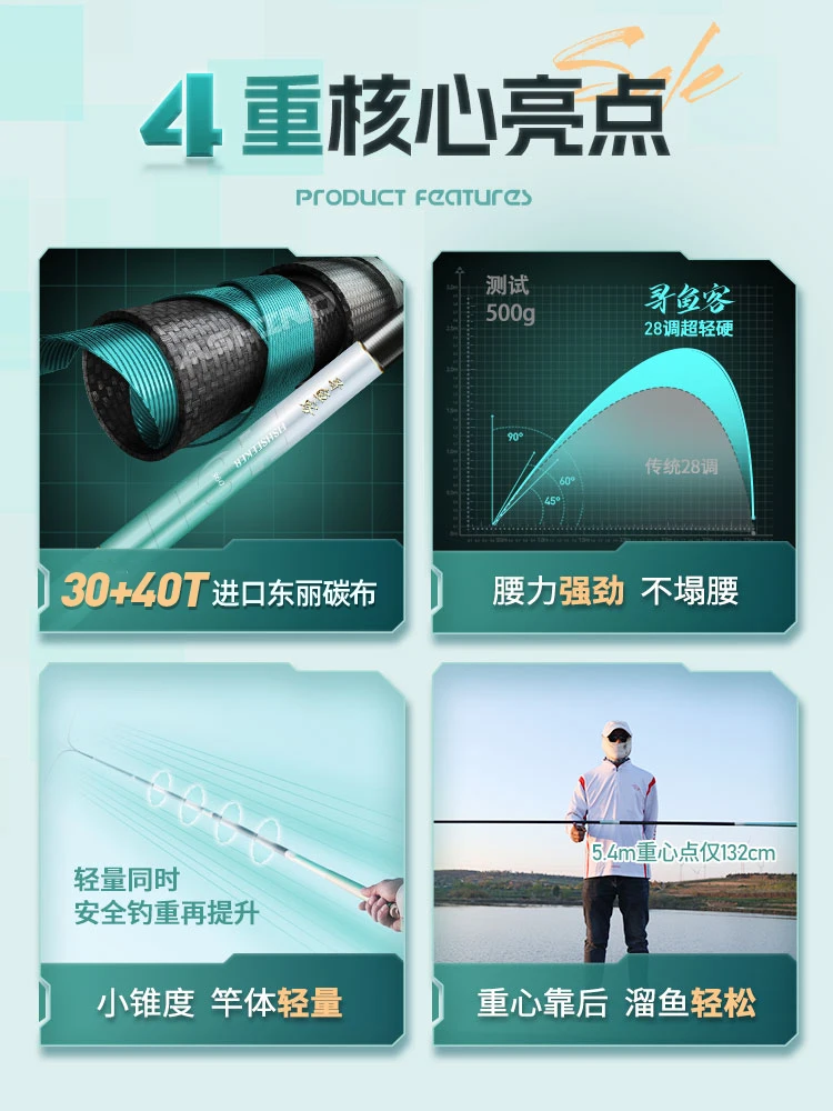 Fishing rod, ultra-light and ultra-hard fishing rod, leisure lake and library, wild fishing carp and crucian carp rod