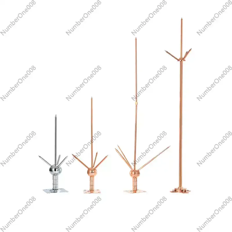 

Lightning rod three-prong outdoor lightning protection device for engineering roof single needle copper lightning arrester