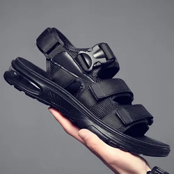 2023 New Design Men Rome Sandals Leather Fashion Sandals Black Men Summer Shoes Comfortable Cushion Soft Gladiator Sandals