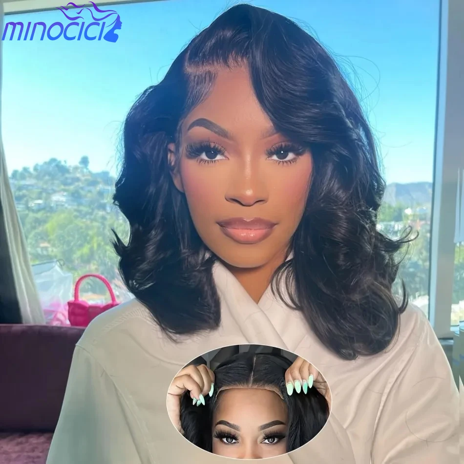 

Body Wave Short Bob Wig Human Hair Glueless Wear And Go 5X5 Hd Lace Closure Wig 13x6 Lace Frontal Wig Black Bob Wigs Pre Plucked