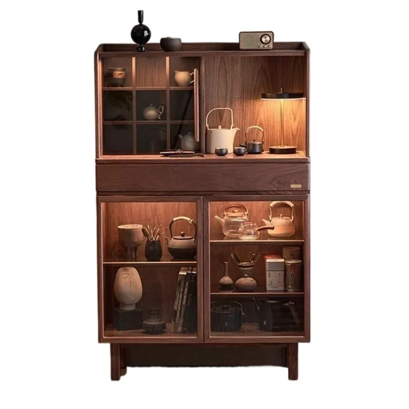 Medieval style solid wood dining side cabinet, living room wine cabinet, tea cabinet, kitchen locker