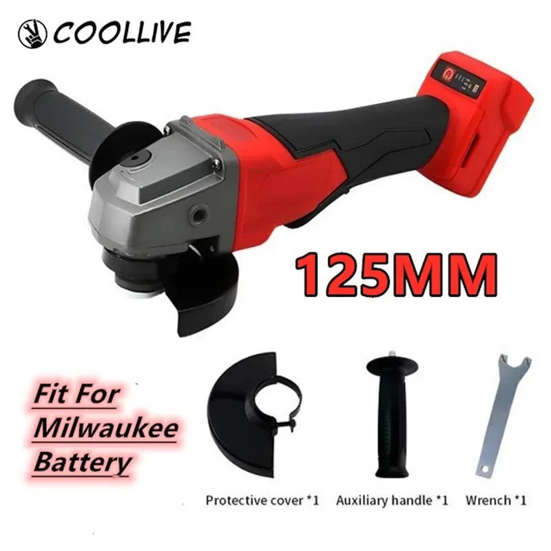 

125mm Brushless Angle Grinder Electric Wireless Polishing Grinding Variable Speed Cutting Power Tool for Milwaukee Battery