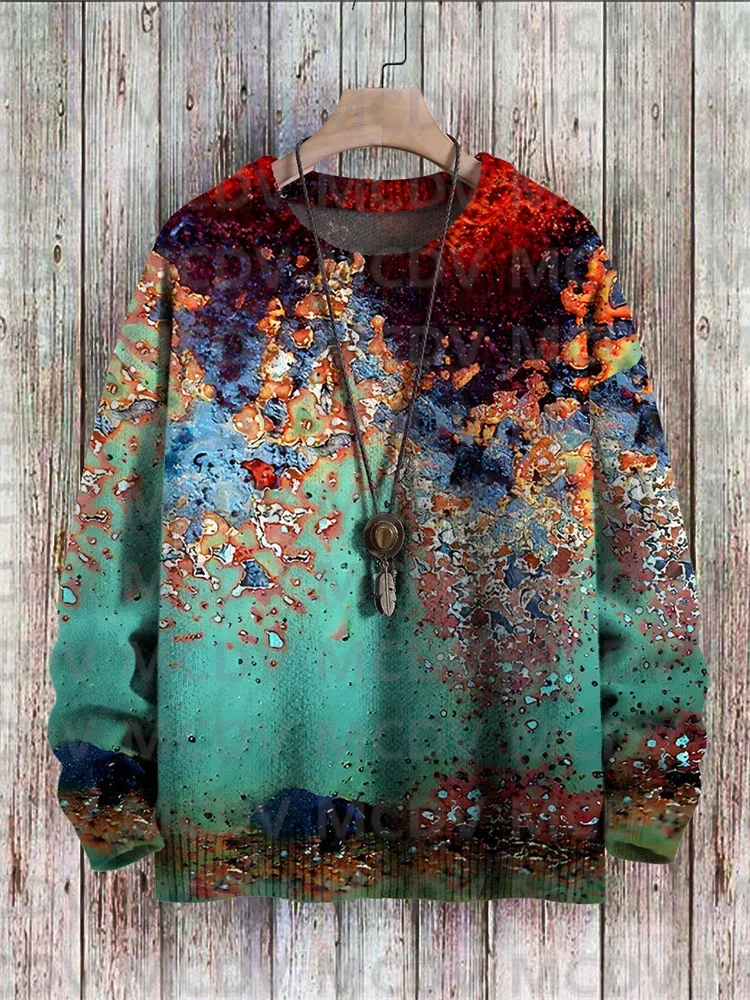 Art Christmas Tree Print Knit Pullover Sweater Printed Sweater Men's For Women's Pullover