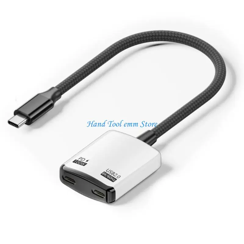 

H37F AR Glasses Adapter Type C To Double Port Converter For Mixed Reality Headsets