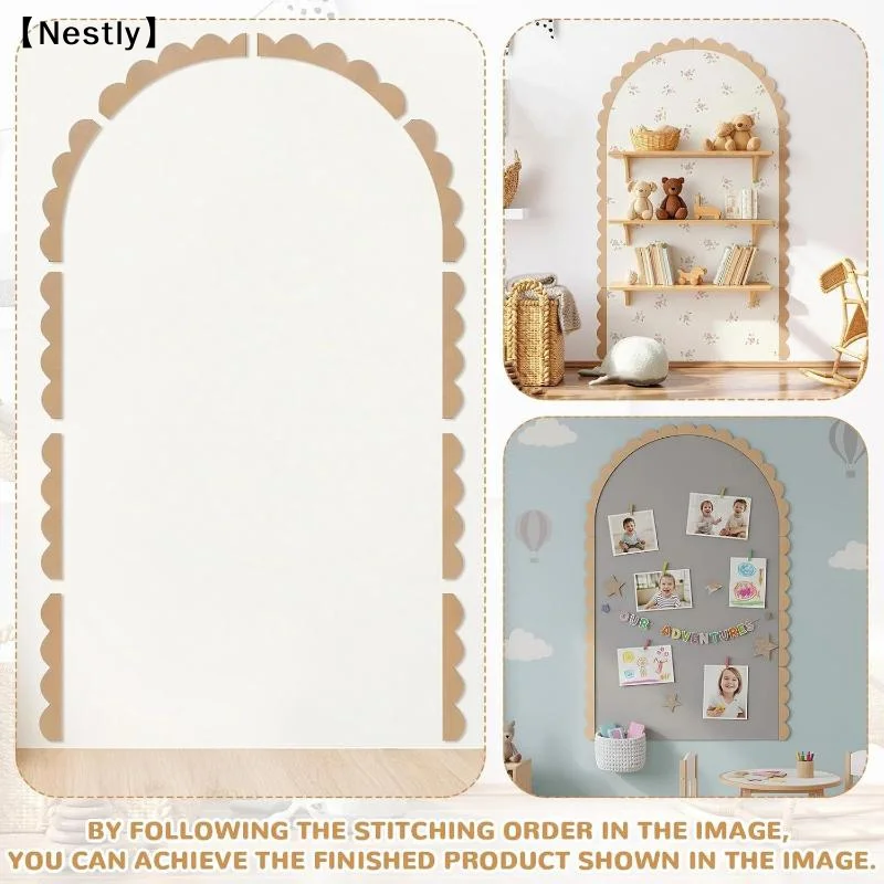 Wood Wall Arch Decor DIY Unfinished Wooden Frame Scalloped Crafts Trim Accent Furniture Molding Kids Room Nursery Decals〔Nest〕