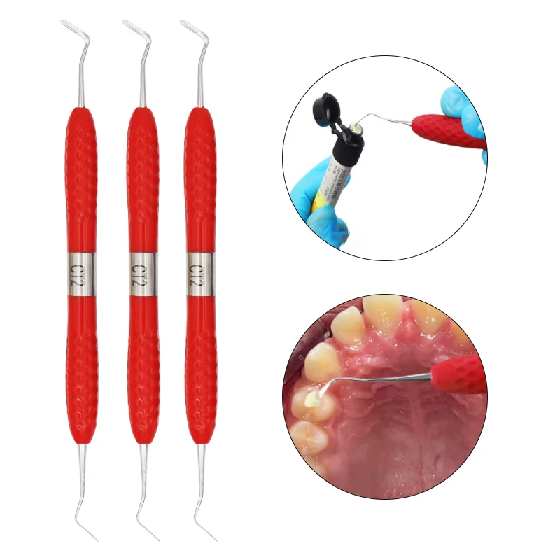 راتنج أسنان بمقبض سيليكون ، أدوات طب الأسنان ، حشو مركب ، ترميم جمالي ، ملعقة حشو ، 7 من راتينج الأسنان