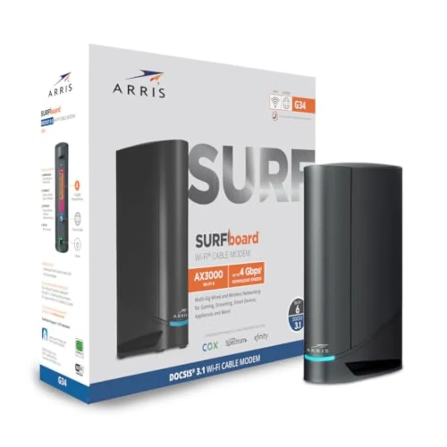 

Комбинированный кабельный модем-роутер для Comcast Xfinity Cox Spectrum - DOCSIS 3.1 Gigabit WiFi 6 AX3000, скорость 1 Гбит/с, черный, двухдиапазонный, Mesh-система