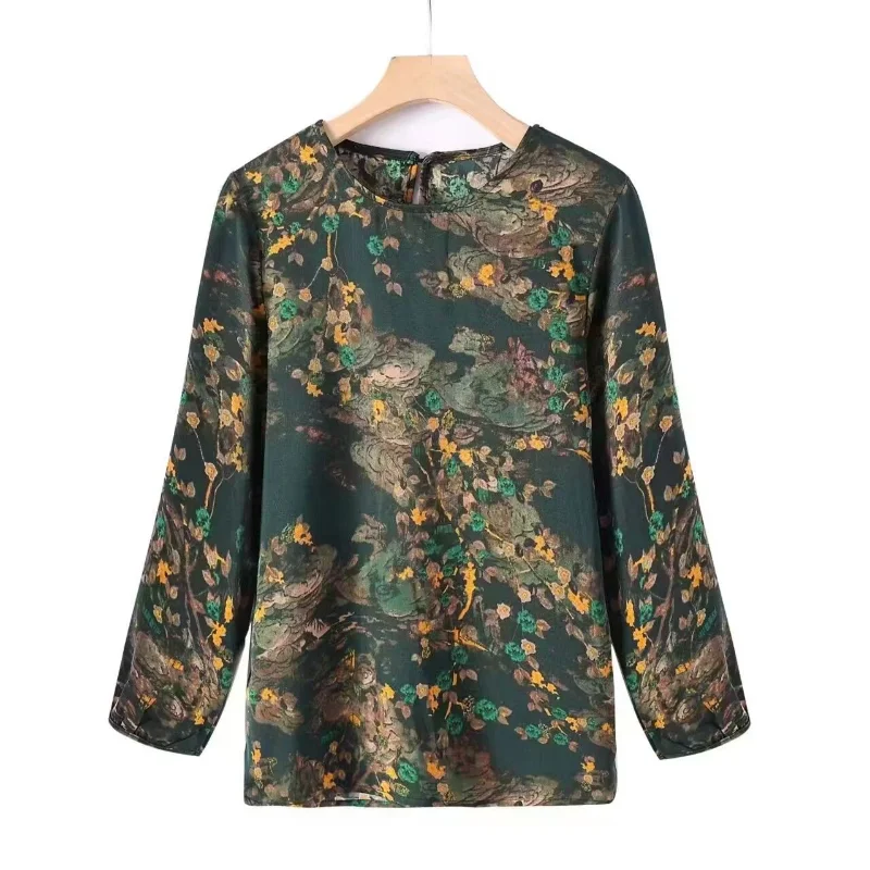 Jersey de manga larga con cuello redondo para mujer, ropa informal versátil con estampado de temperamento, otoño e invierno, 2023