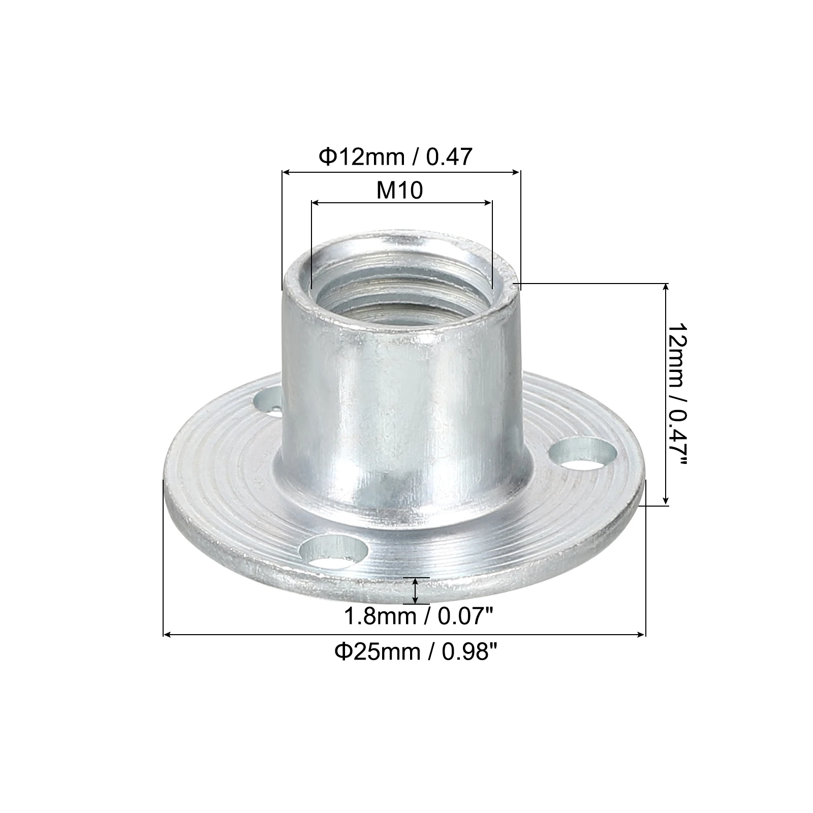 5/15Pcs M8 M10 Brad Hole Tee Nut Carbon Steel Round Base Screw-in T-Nuts Furniture Hardware Flange Female Thread Insert Nuts