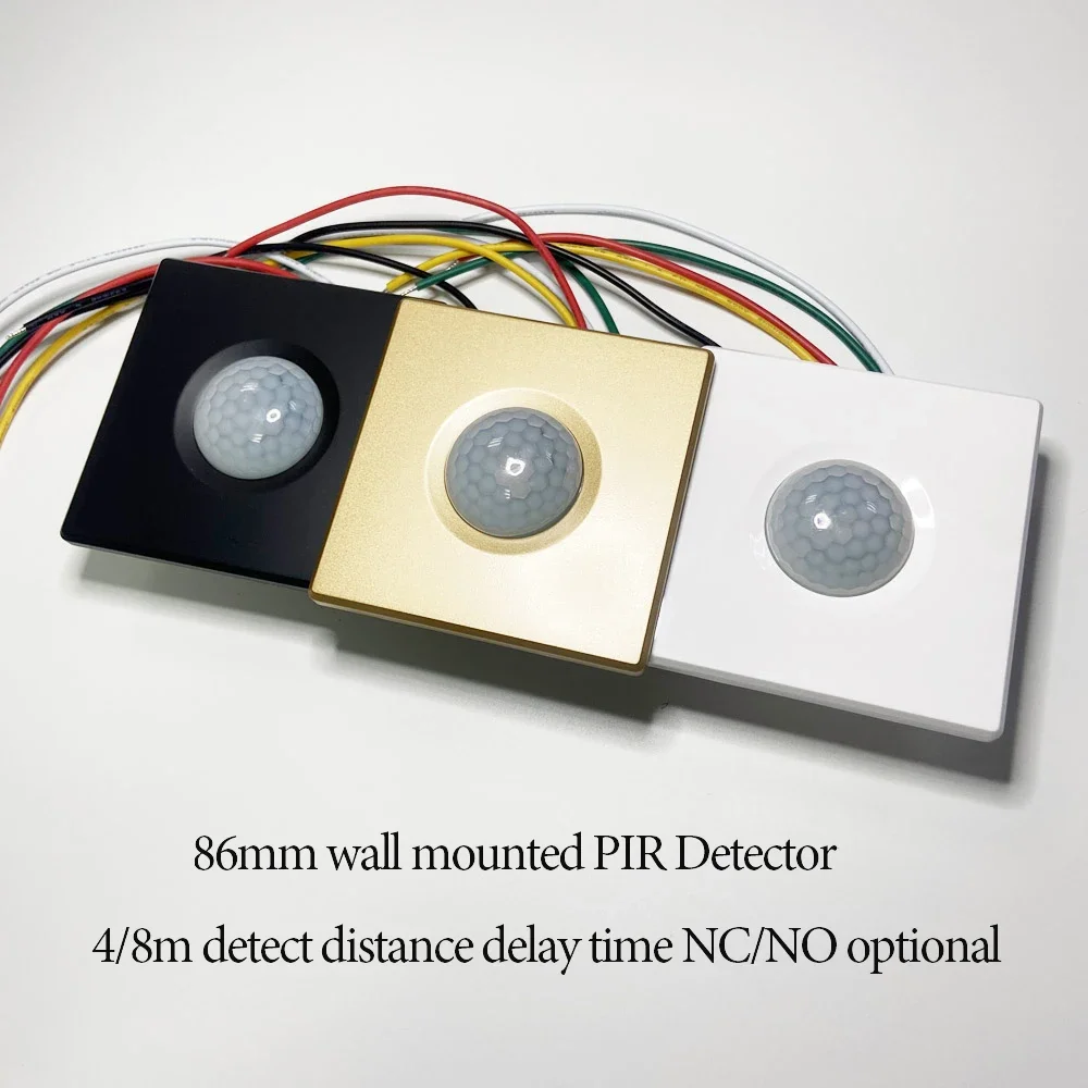 1Pcs Wall Mounted 86mm Box Movement Infrared Detector 12V Wired Motion Sensor NC NO Relay Signal Smart Control Security Alarm