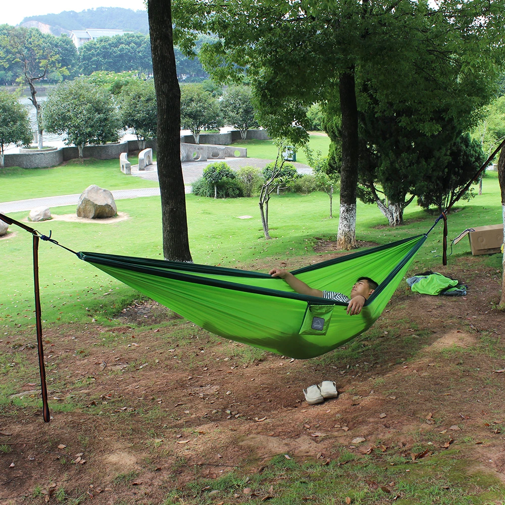 300*200cm Double size super light weight Portable Nylon Camping Hammock for outdoor Sleeping leisure image 5