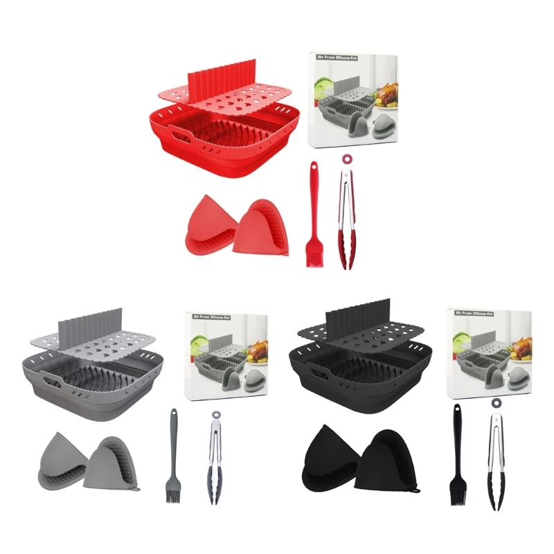 Air Fryers Liner Square Silicone Liner with Divider Square Silicone Air Fryers Basket Air Fryers Inserts Replacement T8DF
