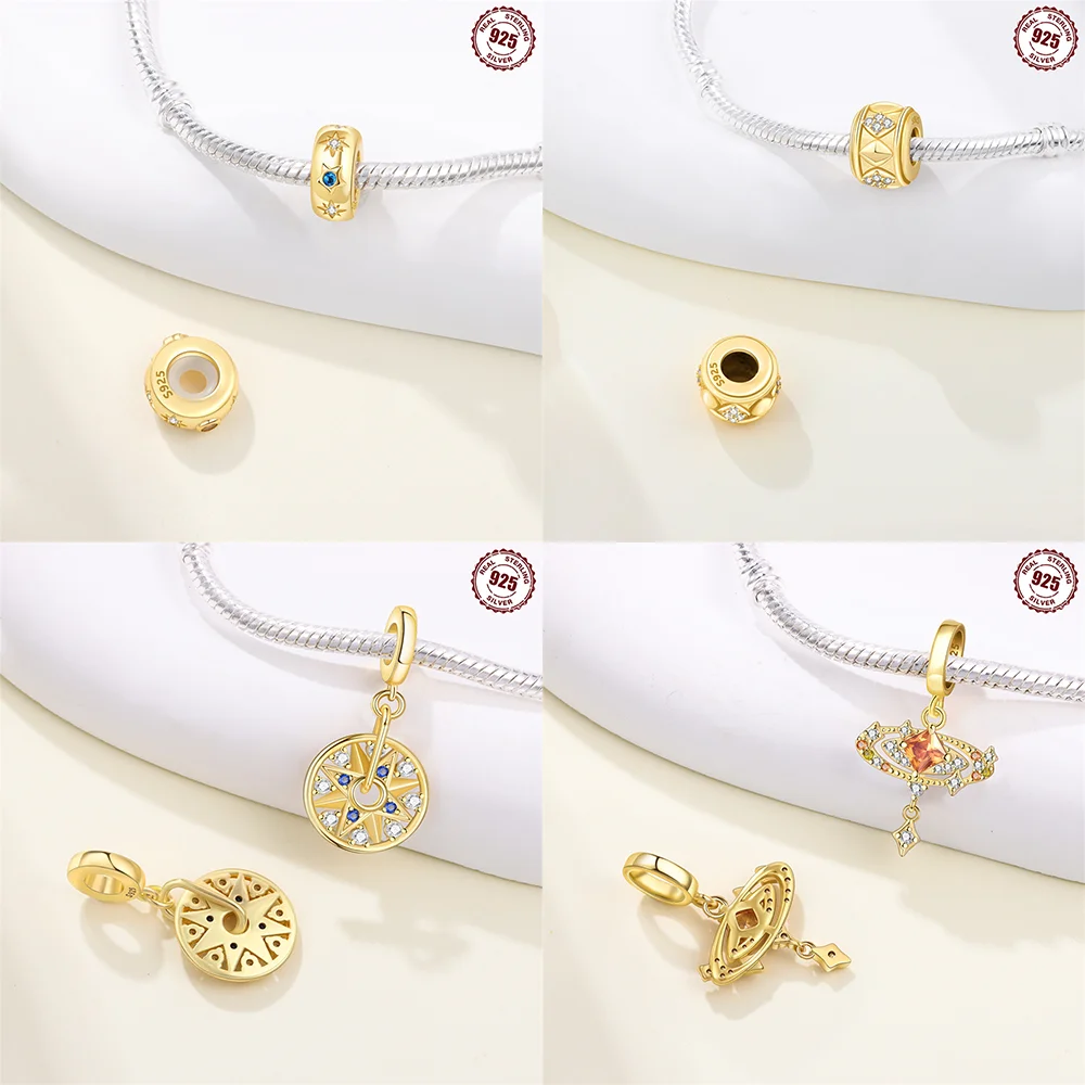 جديد 925 الفضة سبليتابل الشمس القمر استرخى سحر ستار القلب حبة صالح الأصلي سوار للنساء غرامة صنع المجوهرات هدية