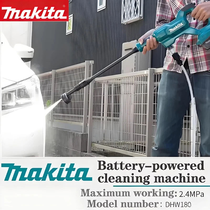 Makita🦓🐆 DHW180 18V Lithium Battery Portable Cordless Pressure Washer Car Wash Gun with 5 Modes Outdoor Camping Garden Makita