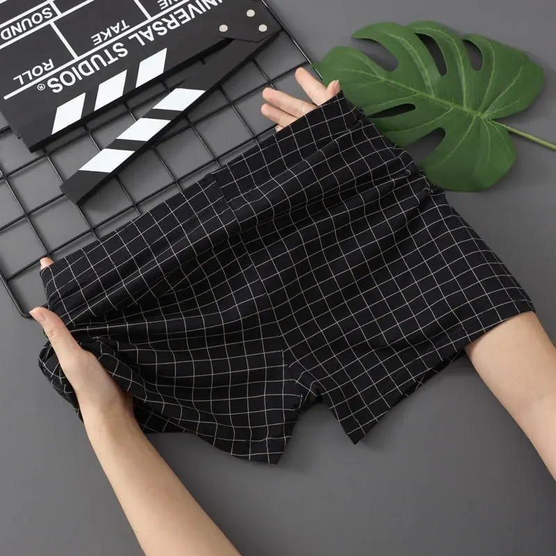 1 pçs boxer shorts roupa interior masculina sexy calcinha de algodão respirável conforto verificado padrão homem cuecas masculinas boxers lingerie