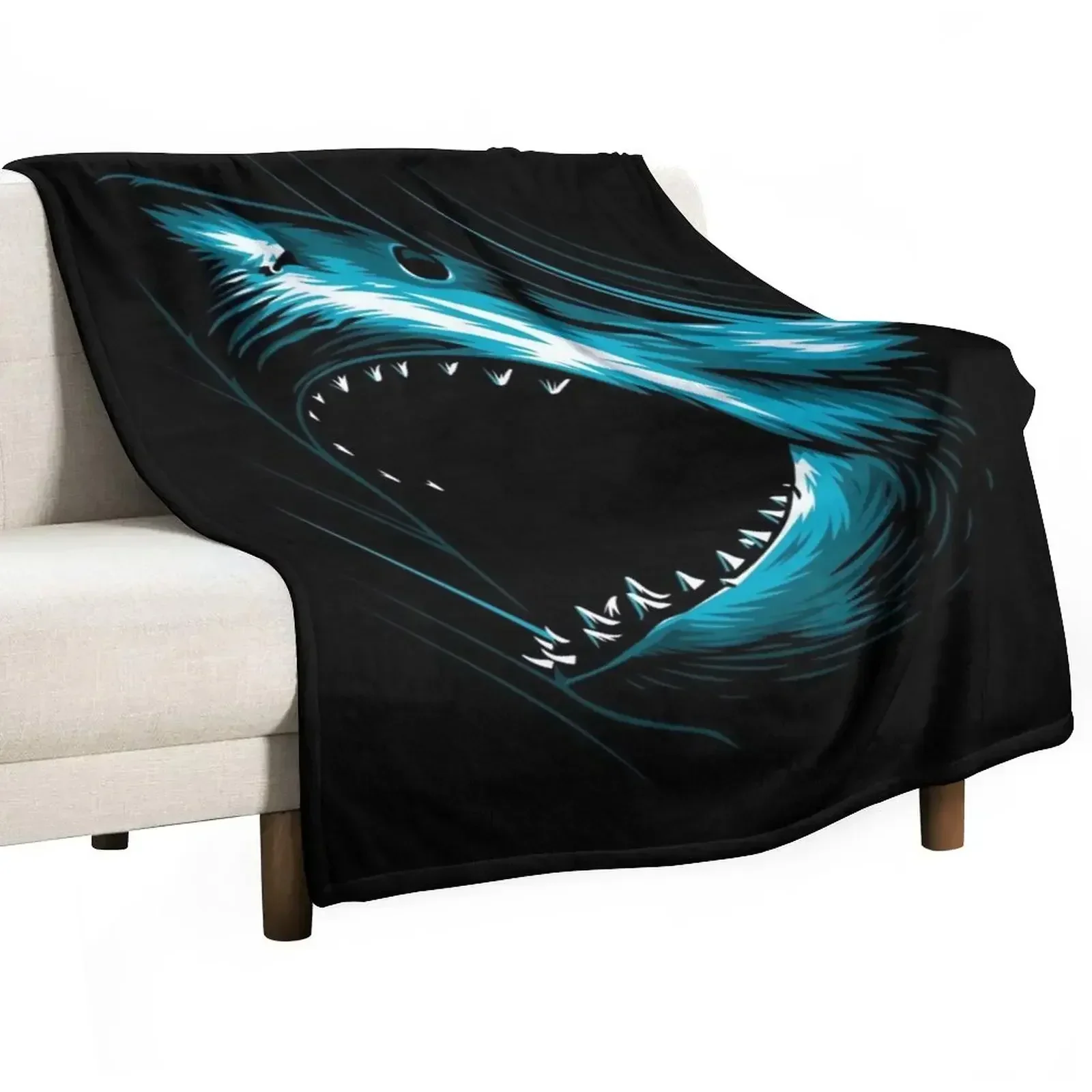 Megalodon attack Throw Blanket Soft Plush Blanket as Housewarming Gift