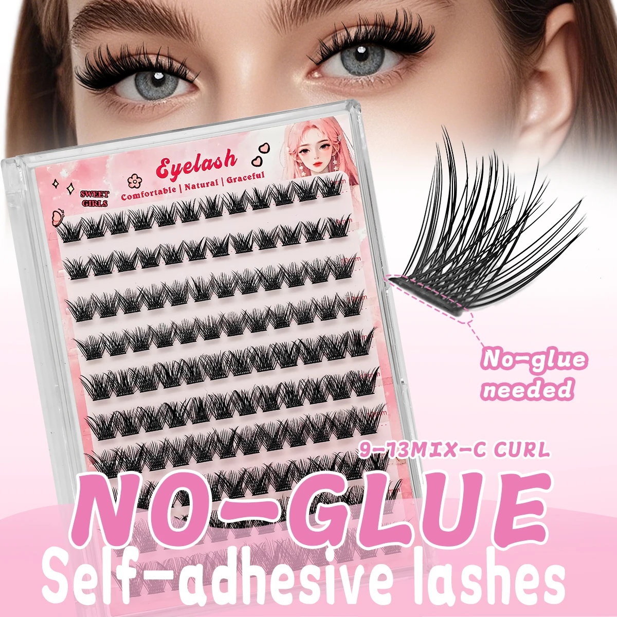 

10 Rows False Eyelashes Natural Look no glue needed lashes Handmade Grafting Individual False Eyelashes Diy Eyelash Extensions
