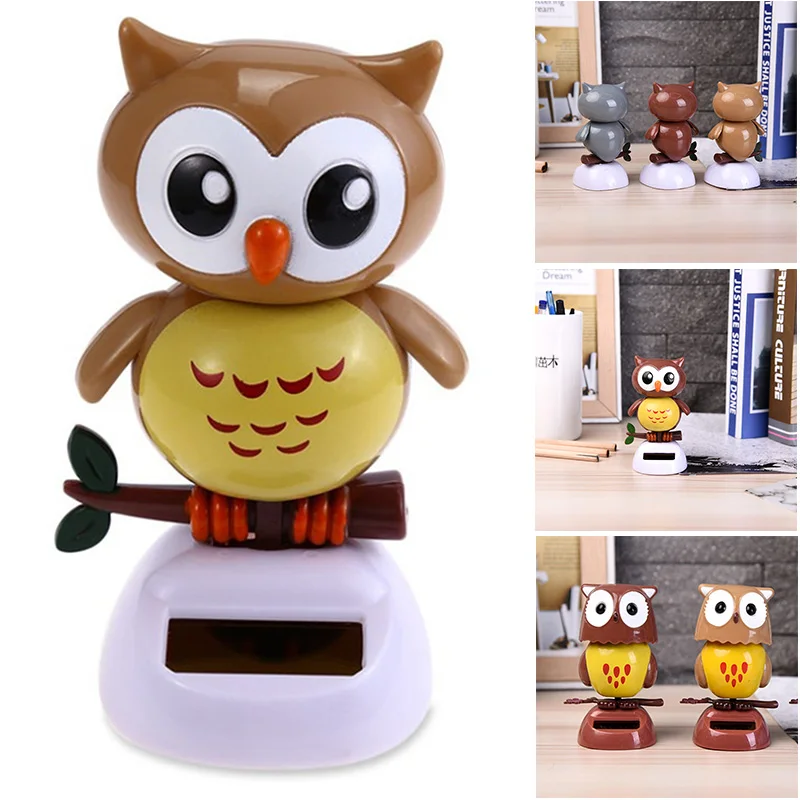 Cute Desk Figurines Adorable Solar Powered Swinging Toy Owl Style Dancing Ornament Car Office Decor Dancing Animal Birthday Gift