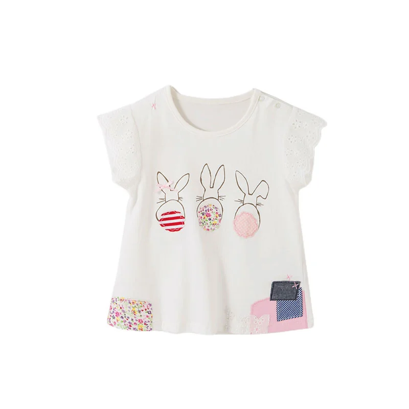 Jumping Meters-camisetas para bebés y niñas, ropa con apliques de animales, a rayas, para verano