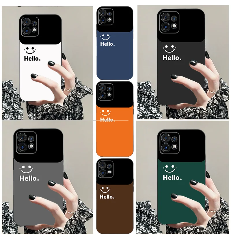 

For Moto G 14 4 5 04 24 64 s 34 40 neo 30 Pro 50 54 85 x Ultra 200 TPU black soft phone case hello smiley face series protective