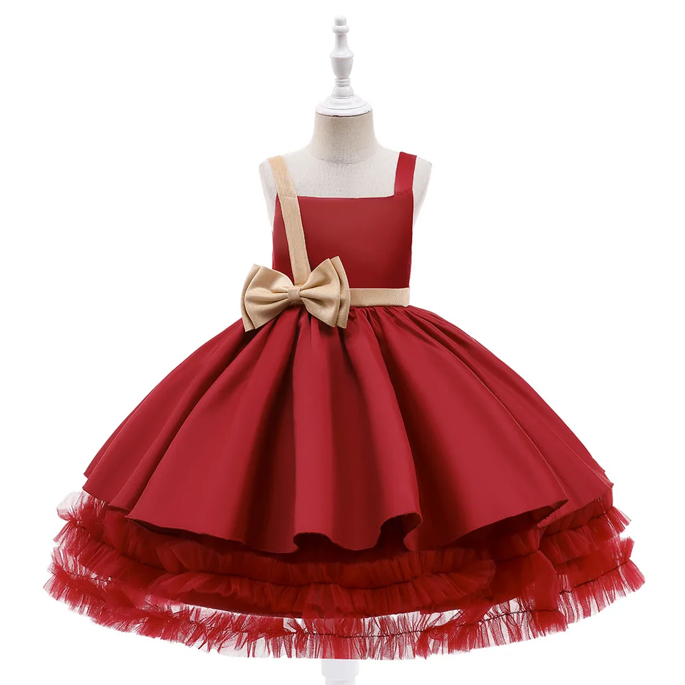 New 2023 Carnival Fashion Children Clothes Solid Formal Evening Party Dress For Girl Tutu Princess Costume For Kids 3-10 Year
