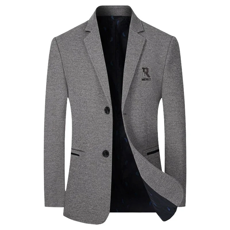 BROWON Brand Spring Autumn Fashion Suits Blazer for Men Letter Embroidery Classics Blazers for Male Wedding Business Coat Men