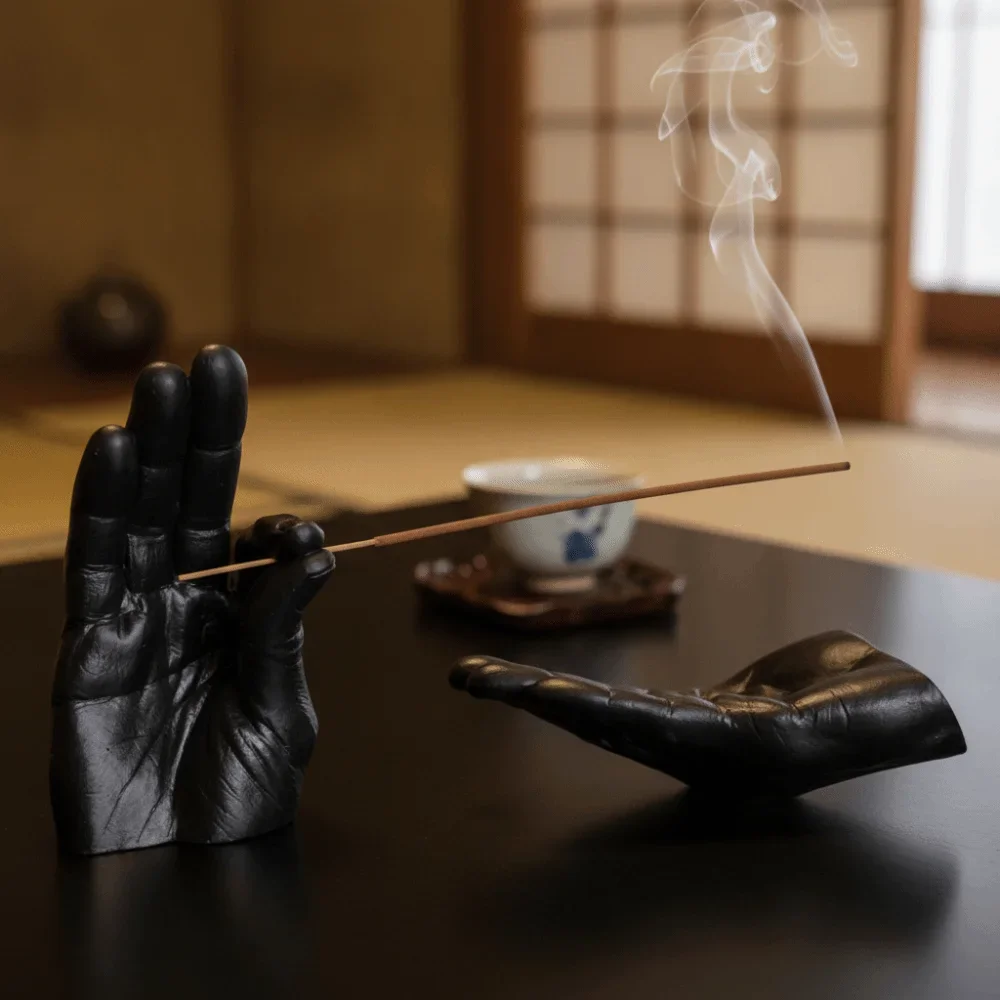 Practical Resin Palm Shape Incense Holder Simulated Quaint Incense Stick Holder Decorative Gesture Ornament Tea Room