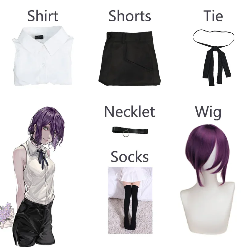 Anime Reze Cosplay Chainsaw Man Cosplay Costumes Reze Suit Purple Wig Chainsaw Man Halloween Carnival Party Reze Cos Women Girls view 5