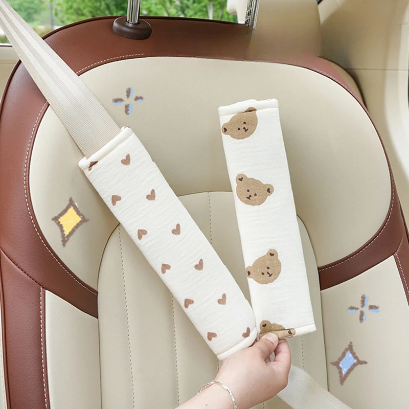 Car shoulder strap Cartoon Bear Rabbit seat belt shoulder strap cover advanced cotton yarn comfort car seat belt shoulder strap