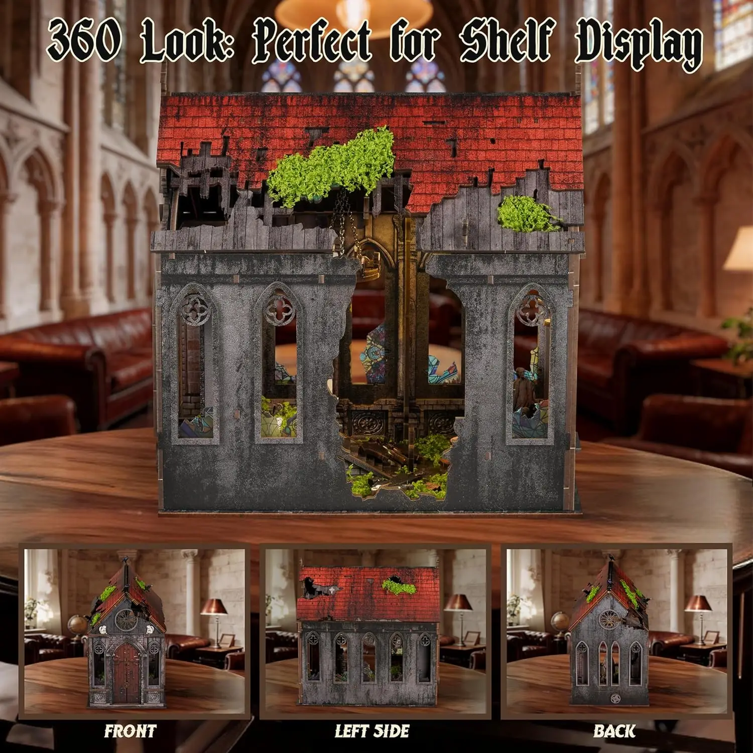 Kit de Casa en Miniatura DIY con Luz LED, Rompecabezas de Madera 3D para Adultos y Adolescentes, Decoración para Rincón de Lectura, Regalo