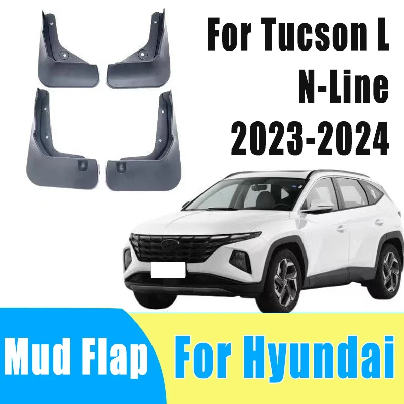 

4pcs Auto Mudguard Waterproof Prevent Mud Splashing Car Mud Flap Fender Trim Accessory For Hyundai Tucson L N-Line 2023-2024