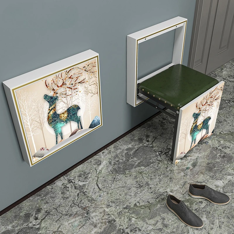 

Складная скамейка для обуви из цельного дерева, настенный табурет для прихожей, складное скрытое сиденье для отдыха, экономия места, выдвижной окунь для прихожей