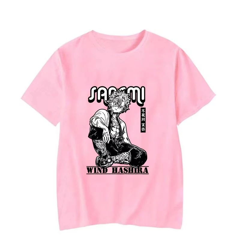 موضة جديدة قميص الانمي الرجال والنساء Harajuku الشارع الشهير قصيرة الأكمام بلايز عادية تيز Shinazugawa Sanemi تي شيرت مطبوع