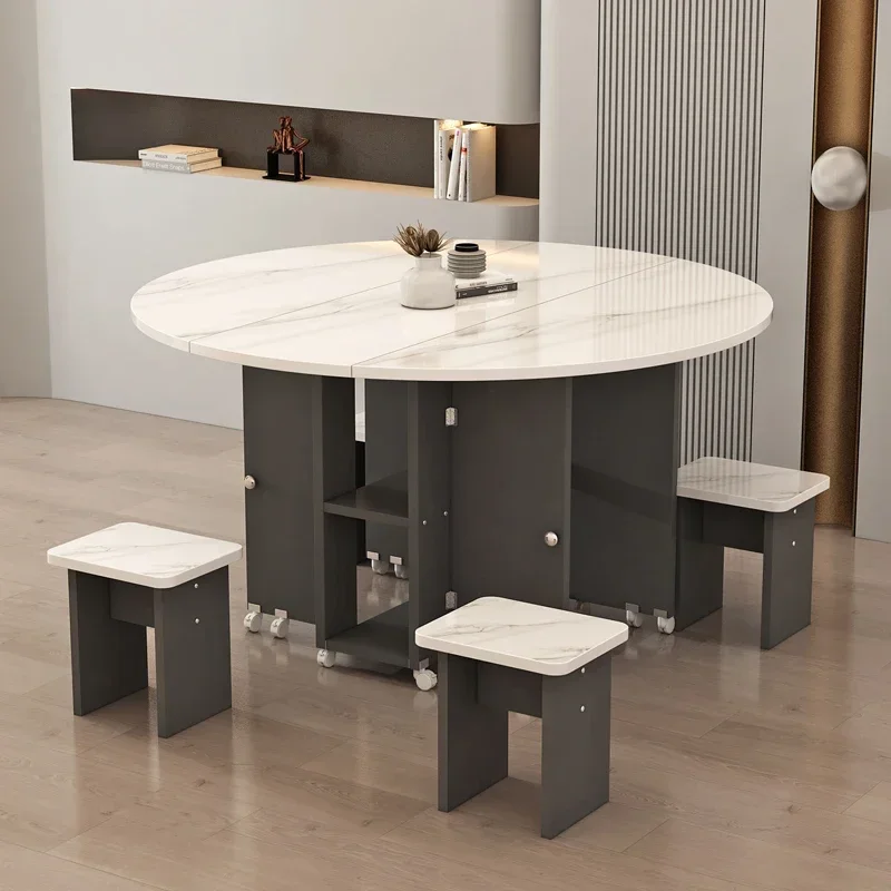Household folding dining table, removable and retractable rectangular small apartment multi-functional eating table