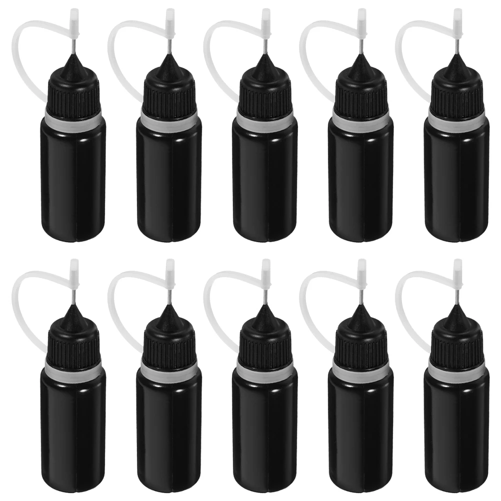 

10 Pcs Dispensing Bottles Glue Water Bottling Applicator Travel Black Needle Point