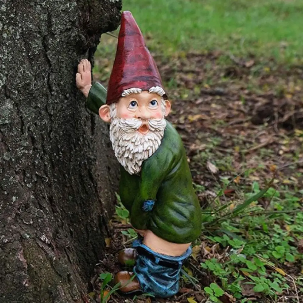 Cute Creative Urinating Gnome Statue Resin Crafts White Bearded Old Man Dwarf Sculpture Christmas Garden Courtyard Decoration