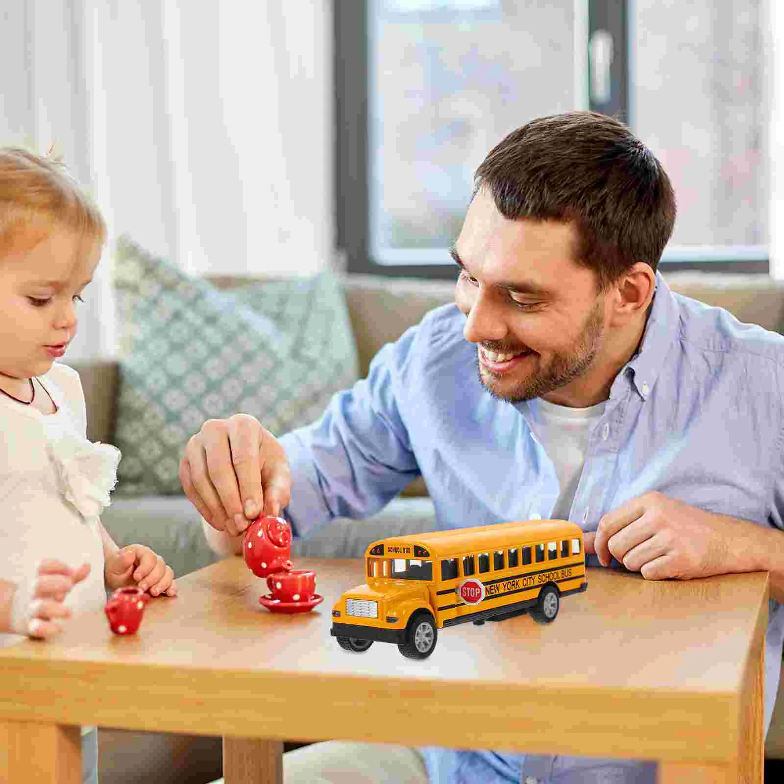 Autos Spielzeug Schulbus Modell Druckguss Zurückziehen mit Zurückziehbarer Aktion Gelb Push and Go für Kleinkinder Kind