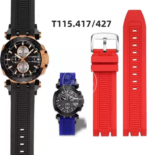 Goma deportiva de silicona para Tissot Racing T 115417 Correa de reloj especial de doble muesca serie A T115.427 Correa de reloj de cadena para hombre