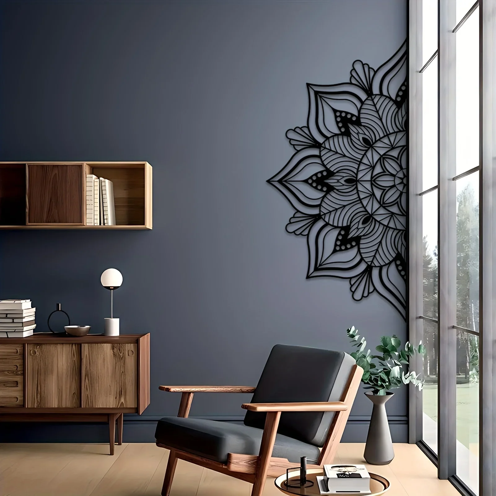 1pc Large Metal Mandala Wall Hanging Decor, Unique Lotus Flower Home Decor Art Black Kitchen Bathroom, Art Bathroom Corridor