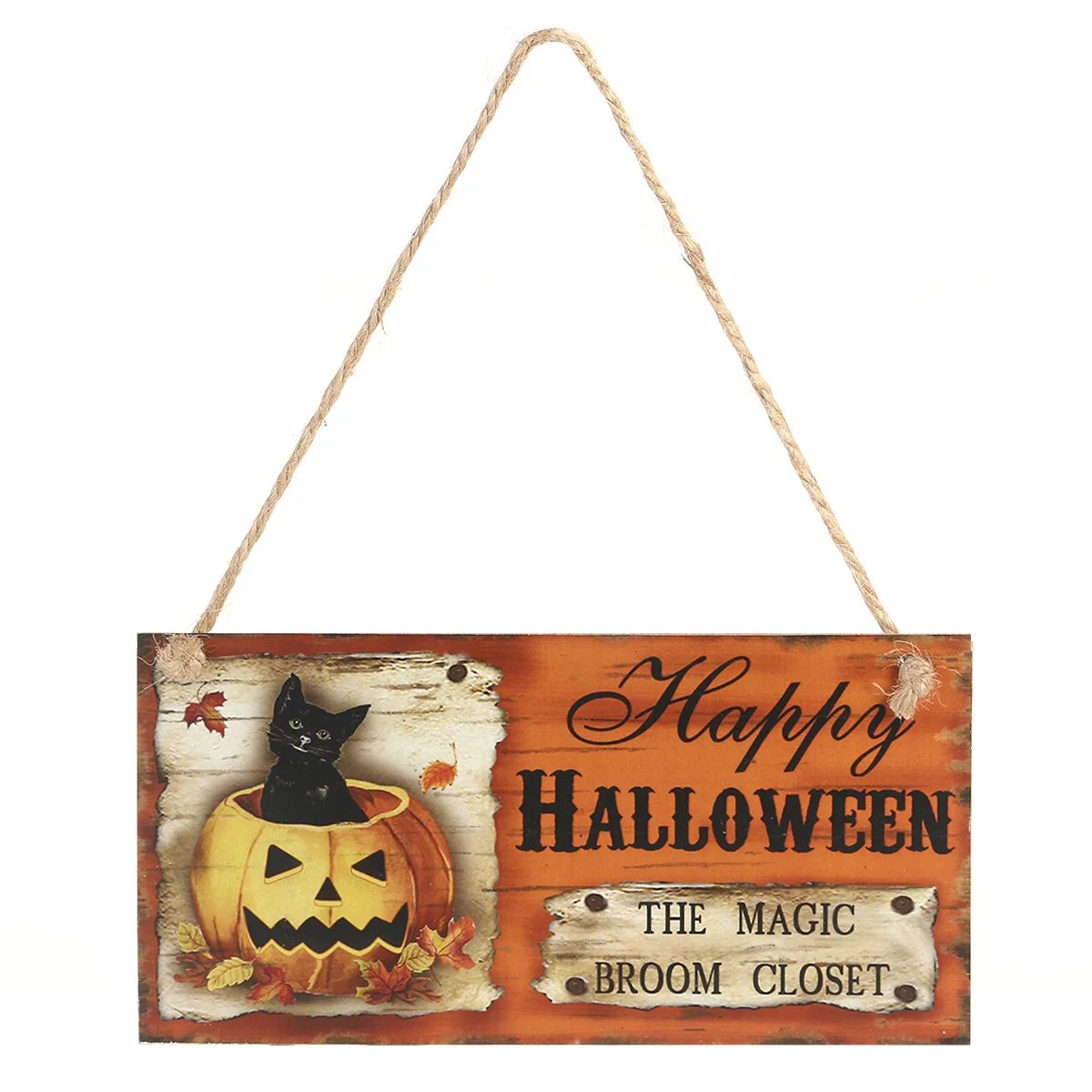 Hanging Wall Sign Wood Block Decorations Listing Board for Halloween Wooden Bamboo