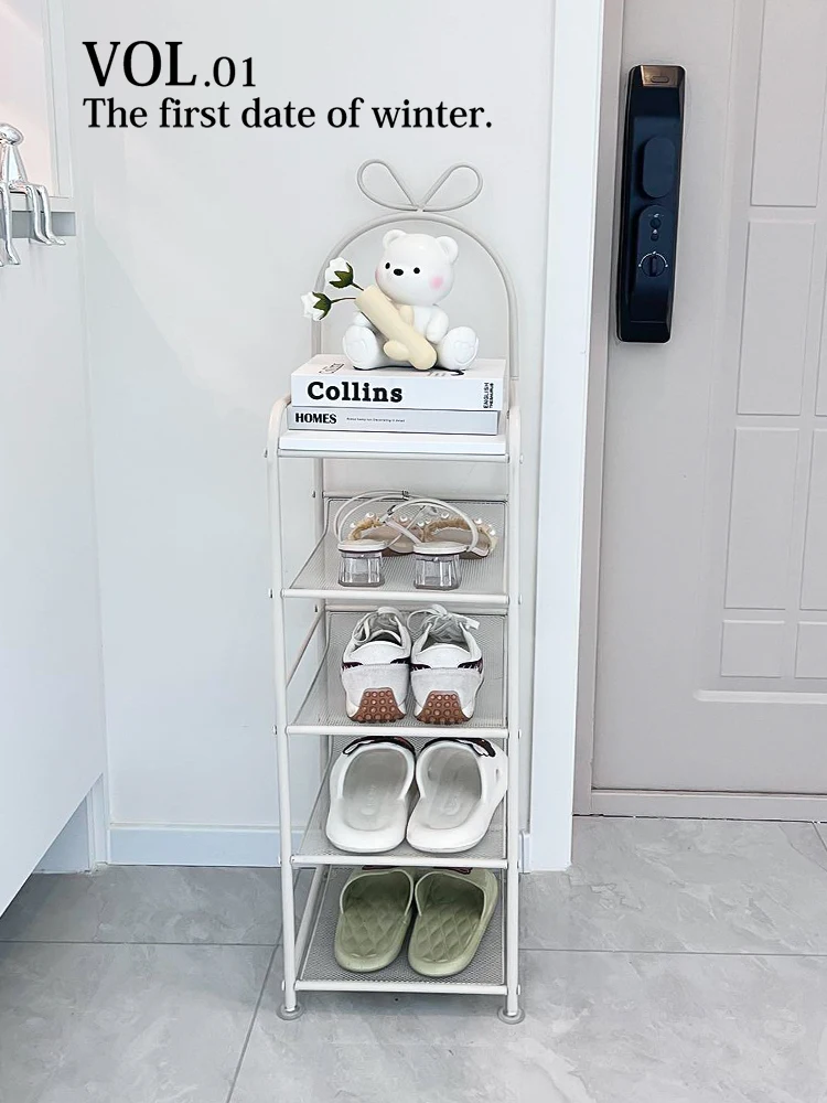 Creamy simple shoe rack multi-layer household door shoe cabinet new 2024 hot creative home entrance storage