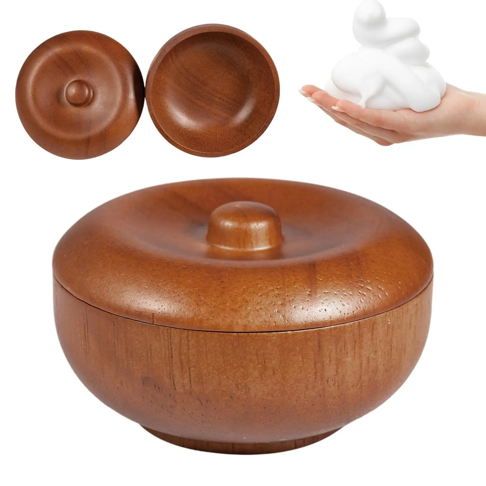 

Деревянная чаша для бритья с крышкой, герметичная, для крема и пены, для мужчин