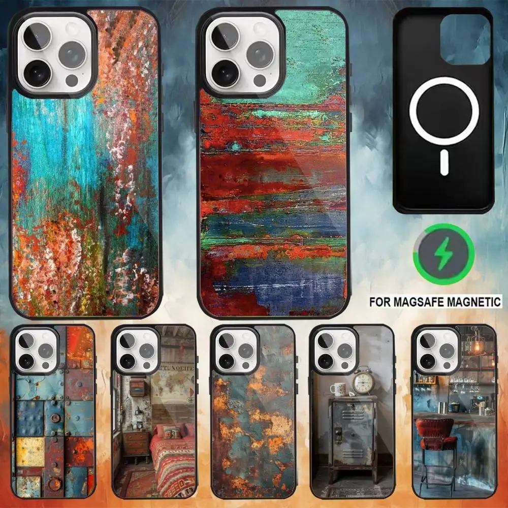 

Retro Industrial Style Rusty Phone Case For iPhone17,16,15,14,13,12,11 Plus,Pro Max Magnetic For Magsafe Wireless Charging