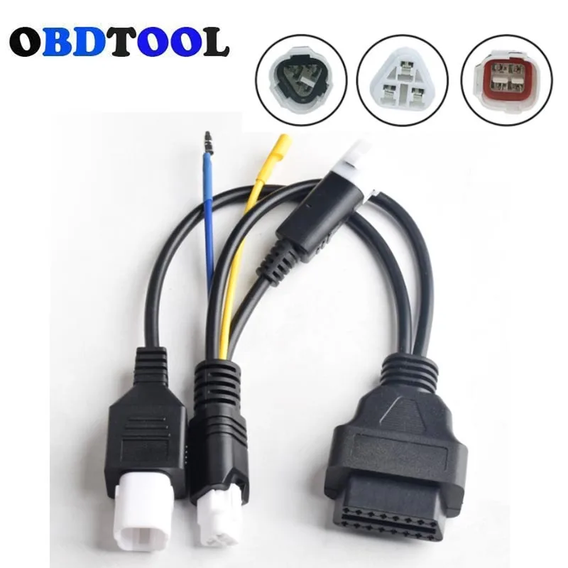 2in1 Plug Adapter for Yamaha Motorcycle 3pin 4pin To OBD2 16pin OBD Diagnostic Canbus Connector Motorbike 3P 4P OBD2 Wireharness