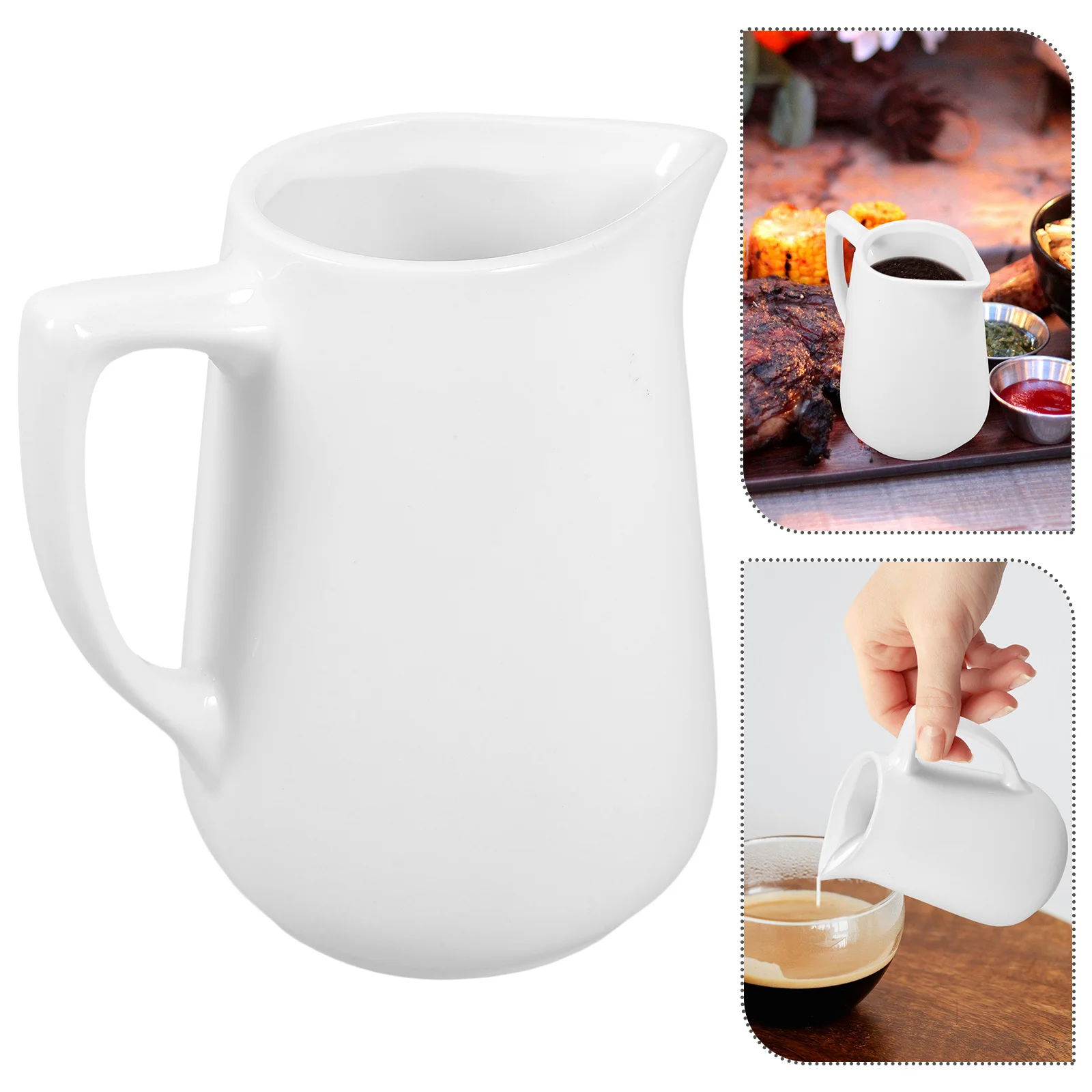 

Ceramic Milk Jug Crema Pitcher Lightweight for Coffee Latte Art Syrup Sauce Salad Dressing Container Milk Pitcher
