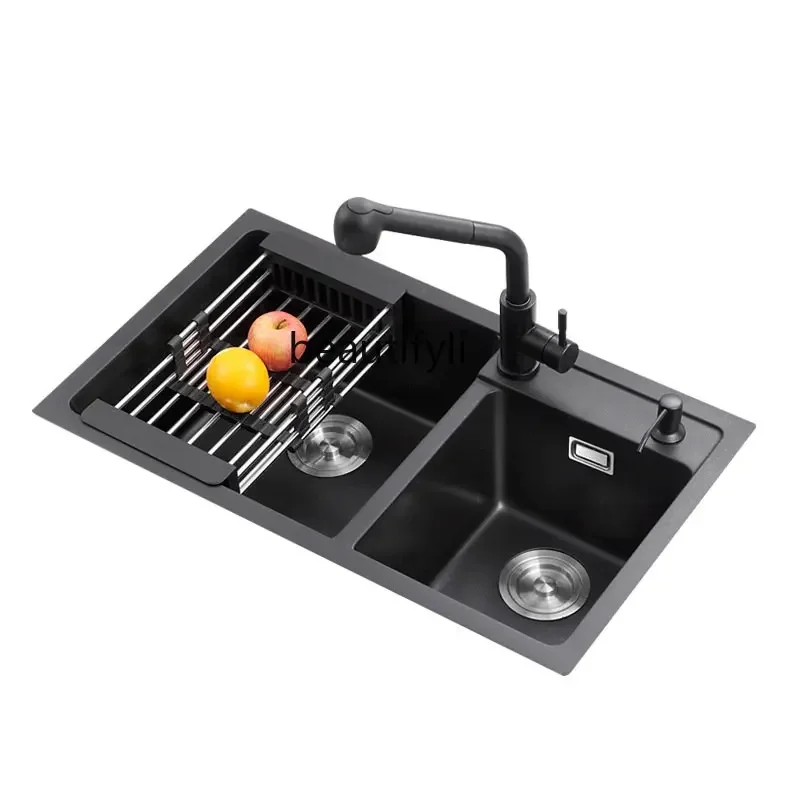yj Lavello al quarzo Lavello singolo a doppia fessura Lavello da cucina per verdure Piattaforma grande ispessita