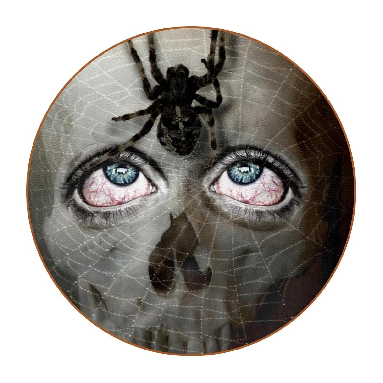 Spider Web Owls Halloween Ceramic Round Coaster Set of 1 Piece Drink Coasters Cup Coasters for Table,Gift for New Home,Birthday