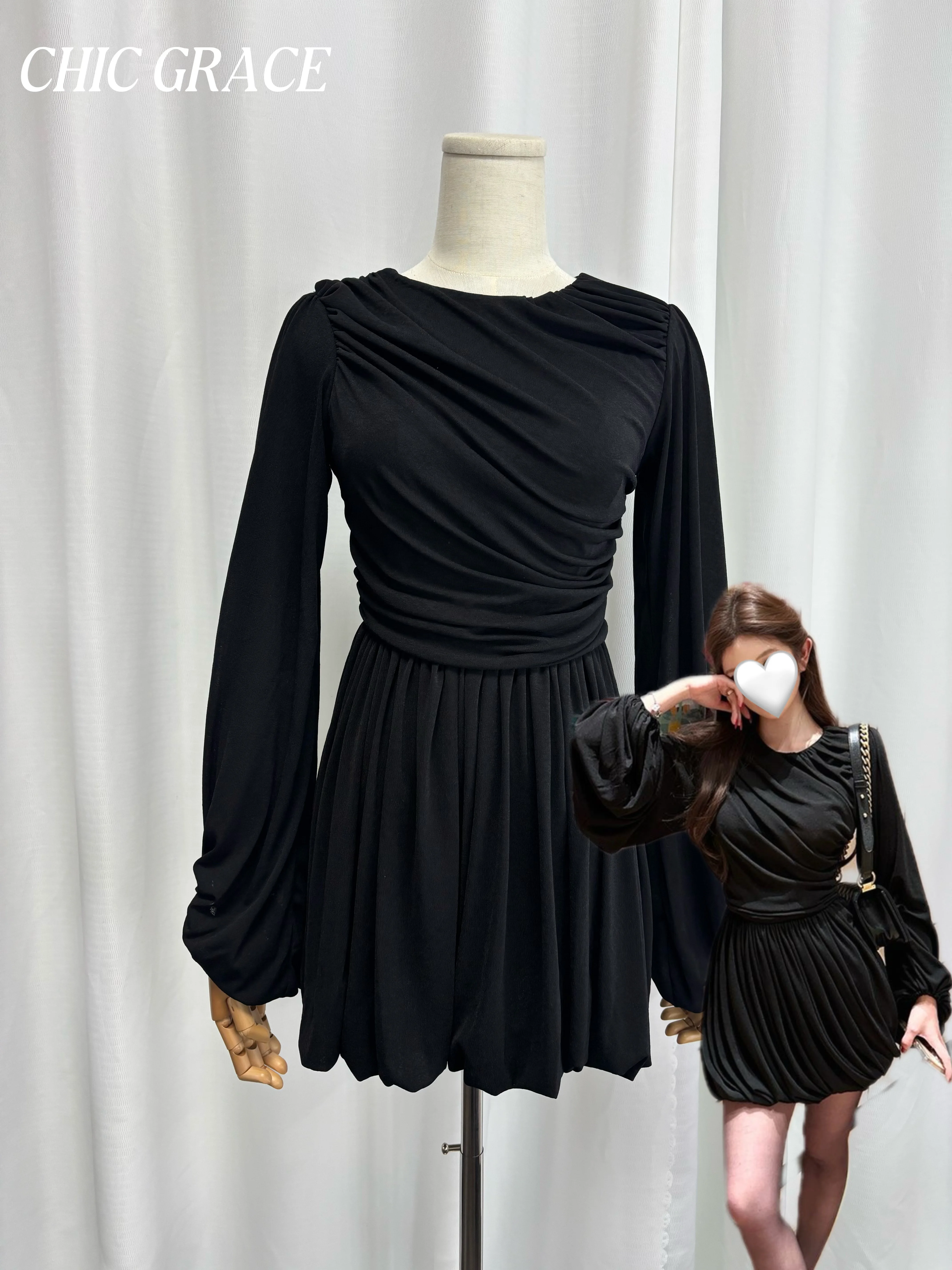 

Женское мини-платье Real Shot в французском стиле с рукавами-фонариками и драпировкой, облегающее, из бархата, для ранней весны, элегантное, для вечеринок