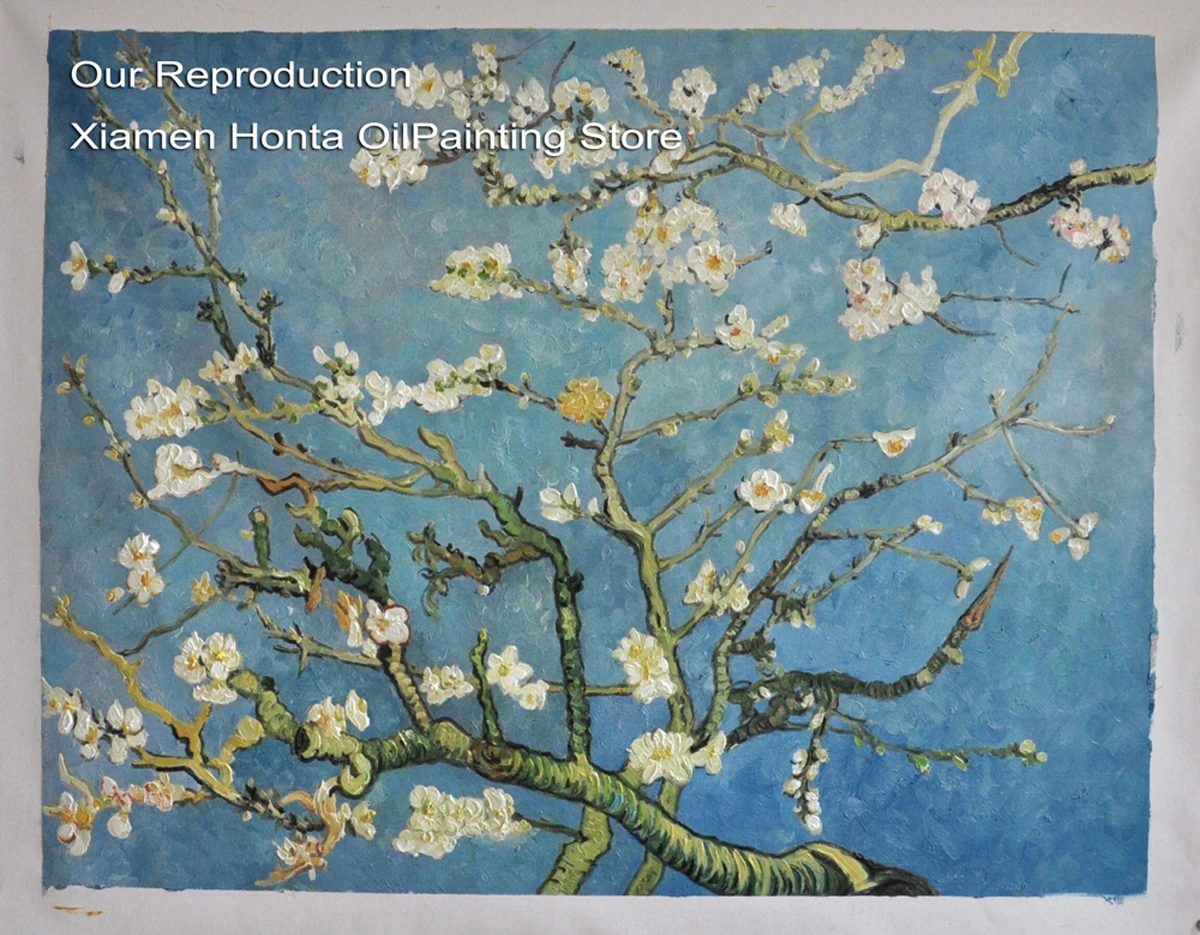 oil painting reproduction on linen canvas,Blossoming Almond Tree by vincent van gogh,Free Shipping,100%handmade,unframed